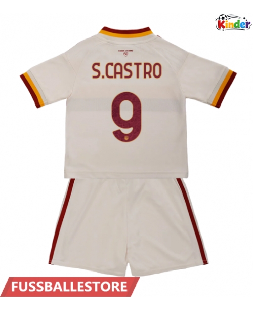 Günstige AS Roma Santiago Castro #9 Auswärts Trikotsatzt Kinder 2026-27 Kurzarm (+ Kurze Hosen)